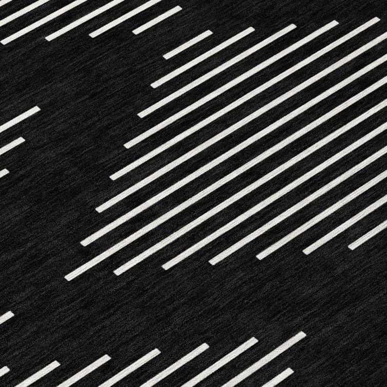Black Synthetic Flat Woven Washable Rectangular Rug 20" x 30"