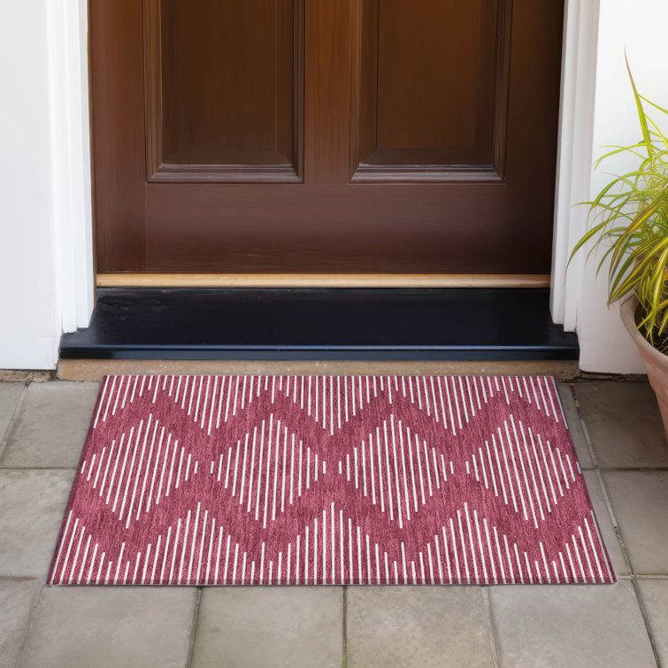 Garnet Red Synthetic Flat Woven Rectangular Rug 1'8" x 2'6"