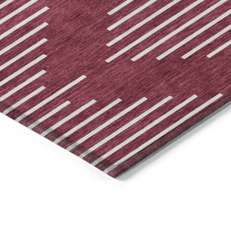 Garnet Red Synthetic Flat Woven Rectangular Rug 1'8" x 2'6"