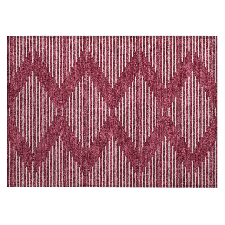 Garnet Red Synthetic Flat Woven Rectangular Rug 1'8" x 2'6"