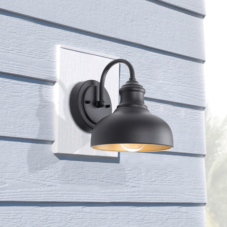 Black Iron 7-Inch Farmhouse Gooseneck Outdoor Wall Light