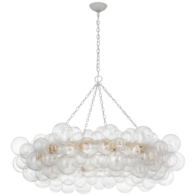 Talia Plaster White and Clear Glass 12-Light Chandelier