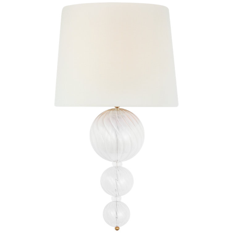 Gilded Gold and Clear Glass Globe Sconce with Fabric Shade