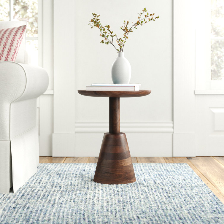 Neville Round Dark Brown Mango Wood End Table