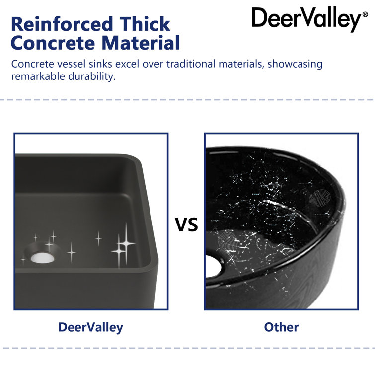 Black Square Concrete Above-Counter Vessel Bathroom Sink
