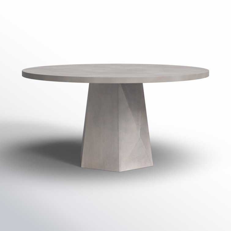 Contemporary 60'' Grey Concrete Faceted Round Dining Table