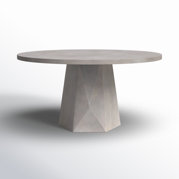 Contemporary 60'' Grey Concrete Faceted Round Dining Table