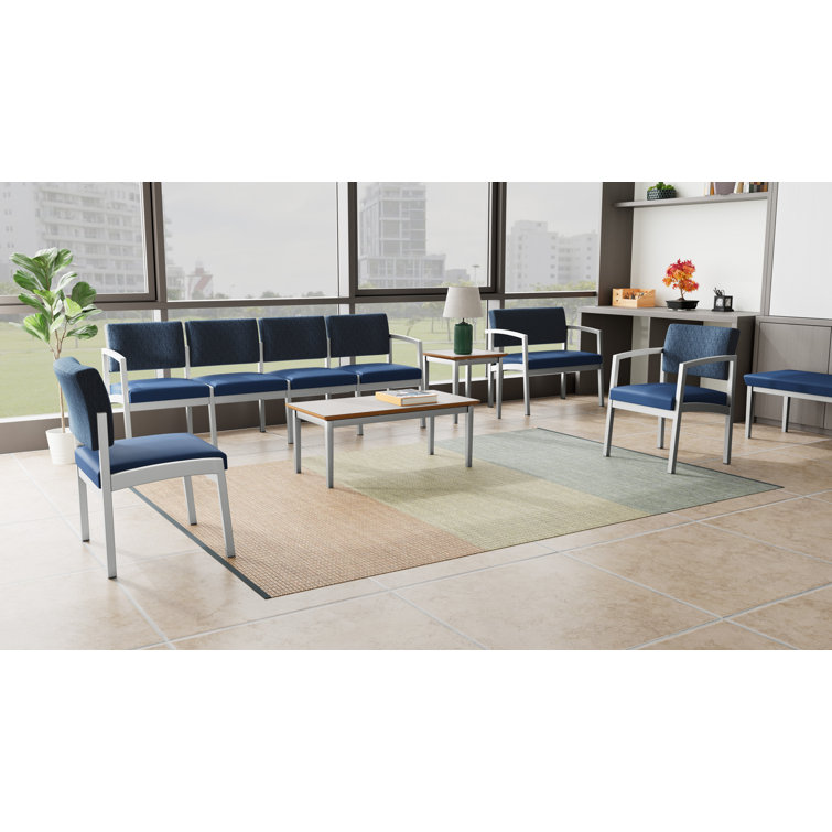 Lenox Navy Fabric and Silver Metal Guest Chair
