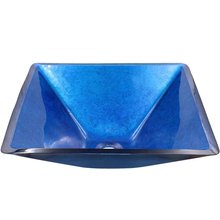 17'' Blue Glass Square Vessel Sink