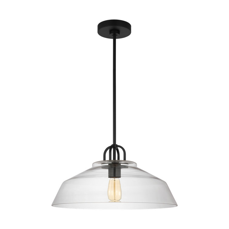 Midnight Black Clear Glass Industrial Pendant Light