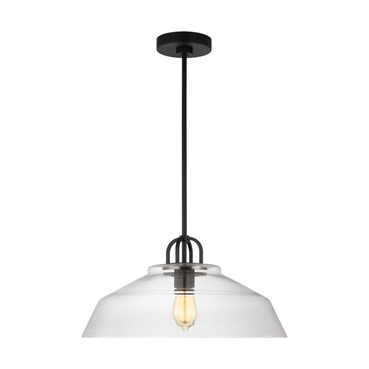 Midnight Black Clear Glass Industrial Pendant Light