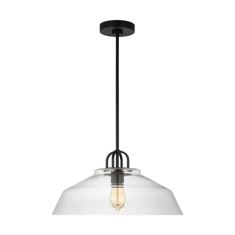 Midnight Black Clear Glass Industrial Pendant Light