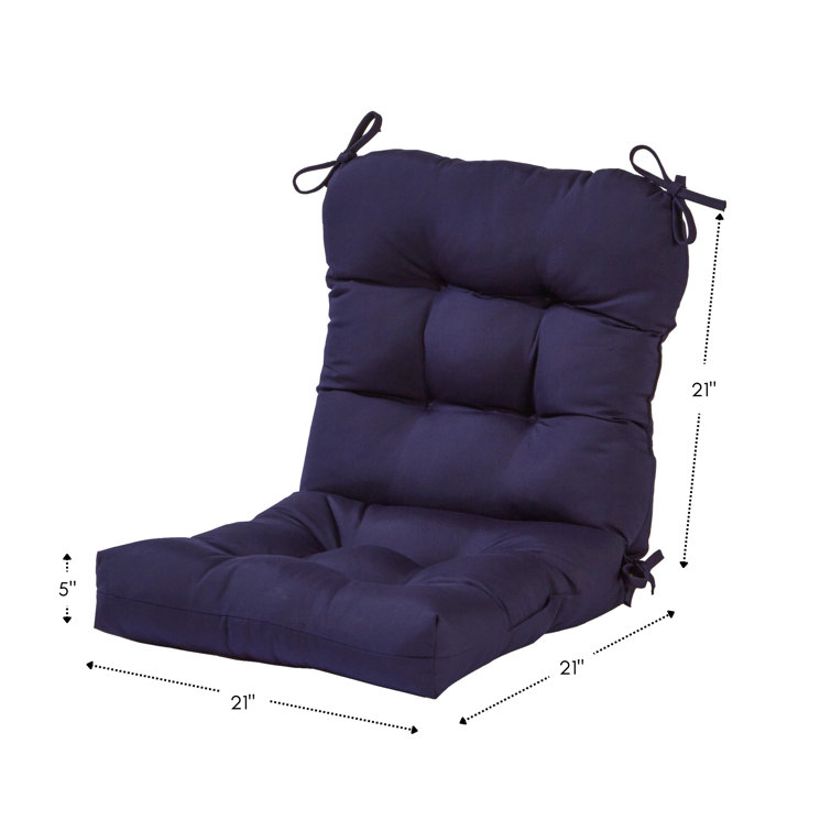 Navy Blue Polyester High Back Outdoor Chair Cushion