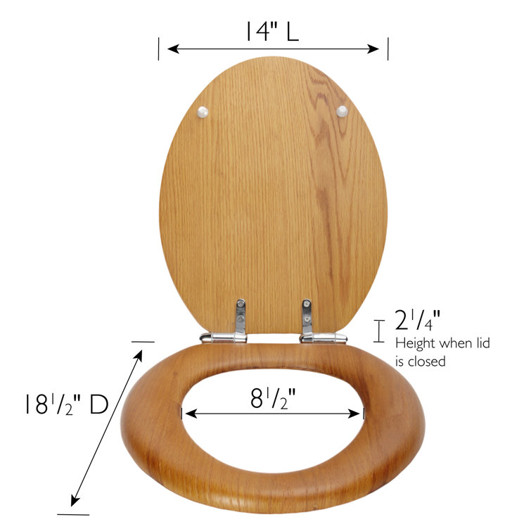 Honey Oak Elongated Soft Close Wood Toilet Seat