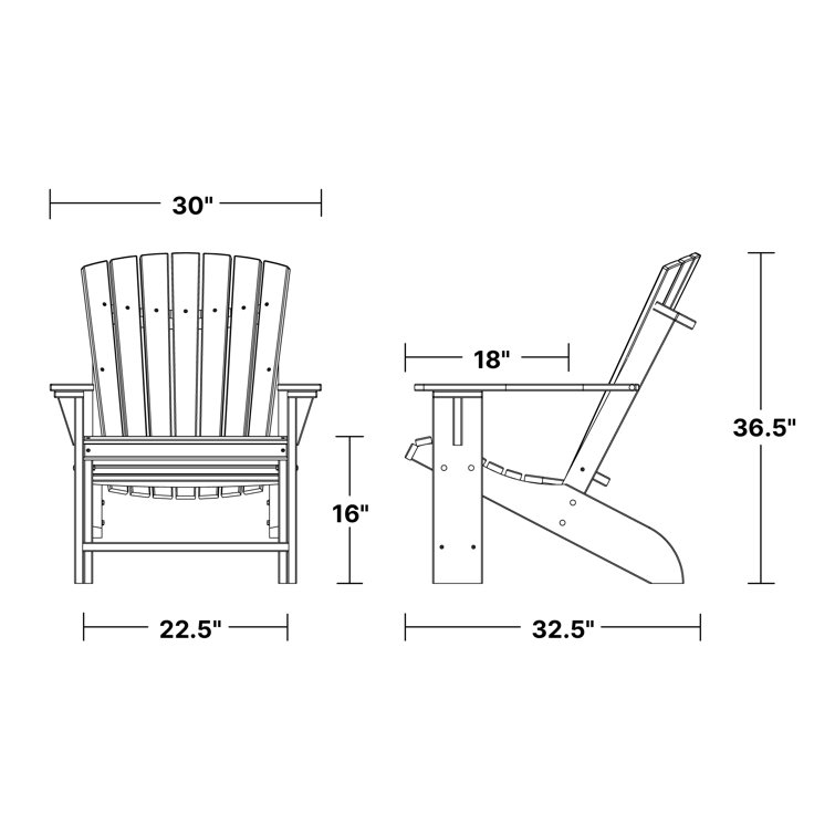 Heritage Aruba Blue and Black HDPE Adirondack Chair