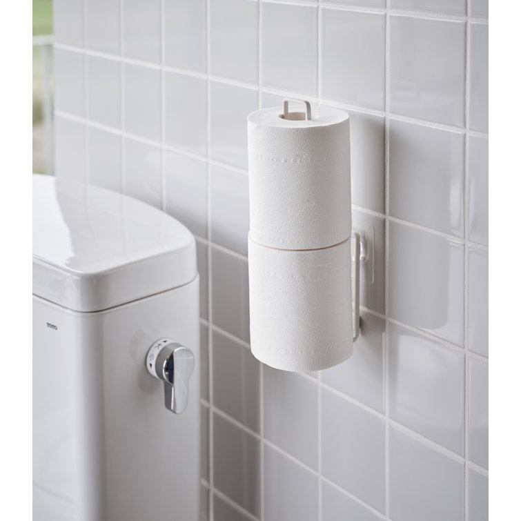White Steel Traceless Adhesive Toilet Paper Holder