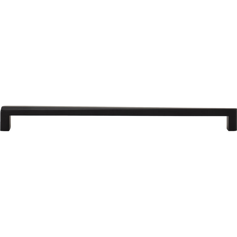 Matte Black 12" Contemporary Bar Pull with Mounting Hardware