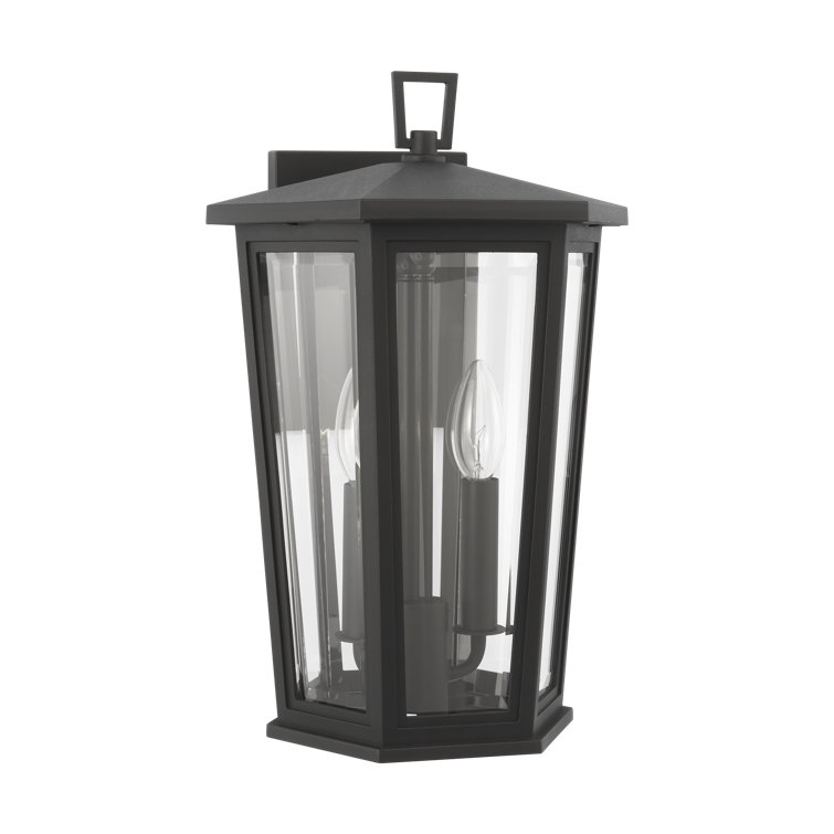 Textured Black Medium Outdoor Wall Lantern with Clear Glass