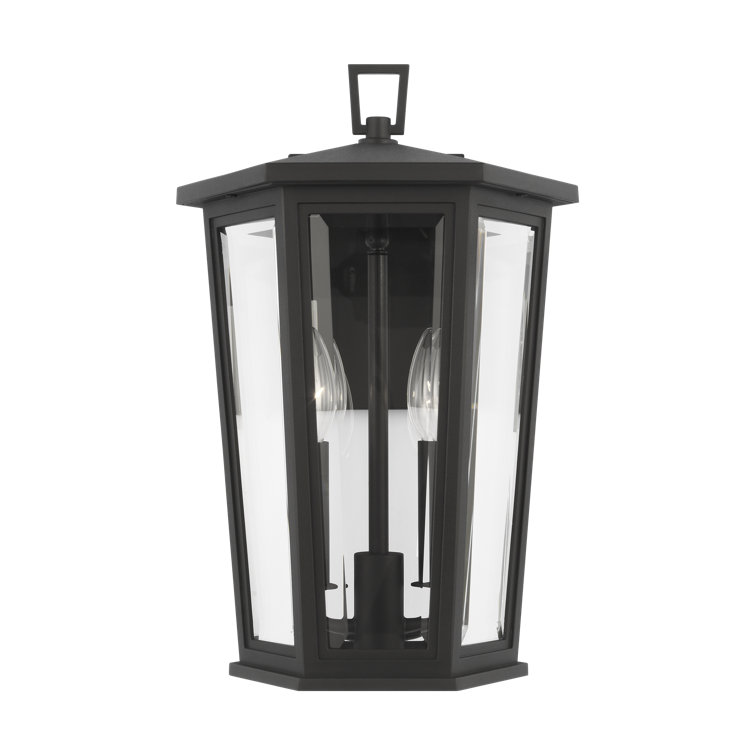 Textured Black Medium Outdoor Wall Lantern with Clear Glass