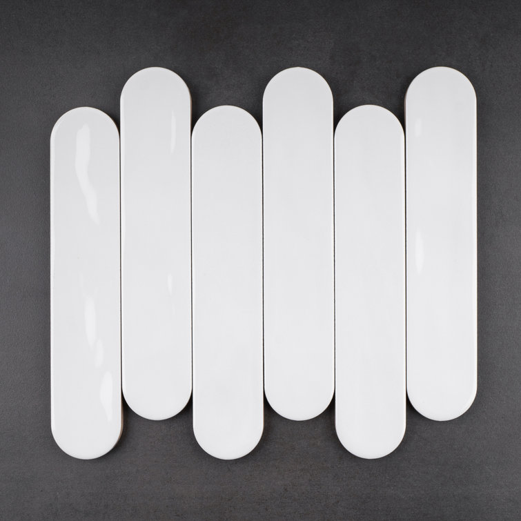 Blanco White Polished Ceramic Subway Wall Tile 2x9