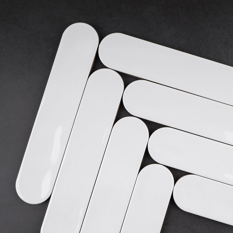 Blanco White Polished Ceramic Subway Wall Tile 2x9