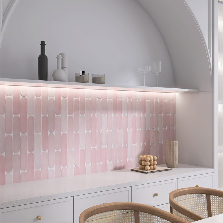Rosa Pink Polished Ceramic Subway Wall Tile 2x9