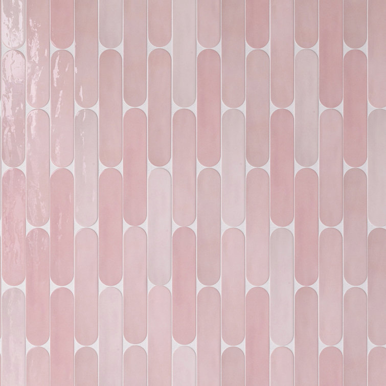 Rosa Pink Polished Ceramic Subway Wall Tile 2x9