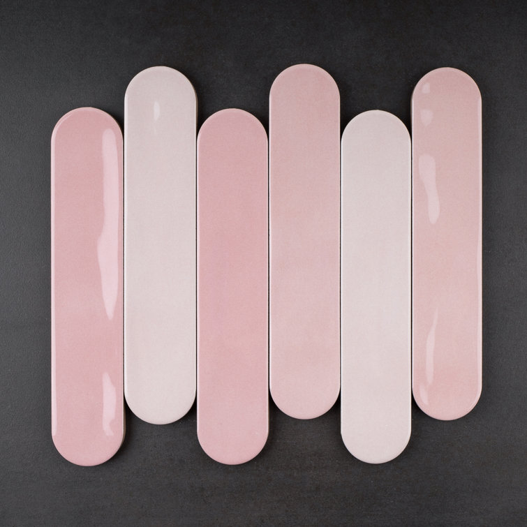 Rosa Pink Polished Ceramic Subway Wall Tile 2x9