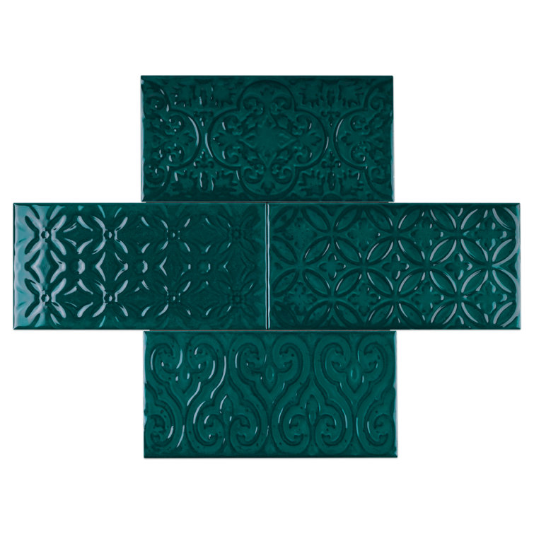 Zafiro Green Polished Ceramic Subway Wall Tile 5x10
