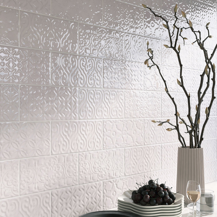 Blanco White Polished Ceramic Subway Wall Tile 5x10