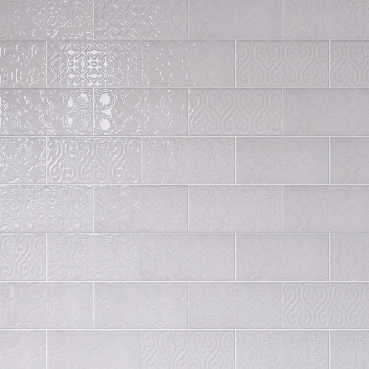 Blanco White Polished Ceramic Subway Wall Tile 5x10