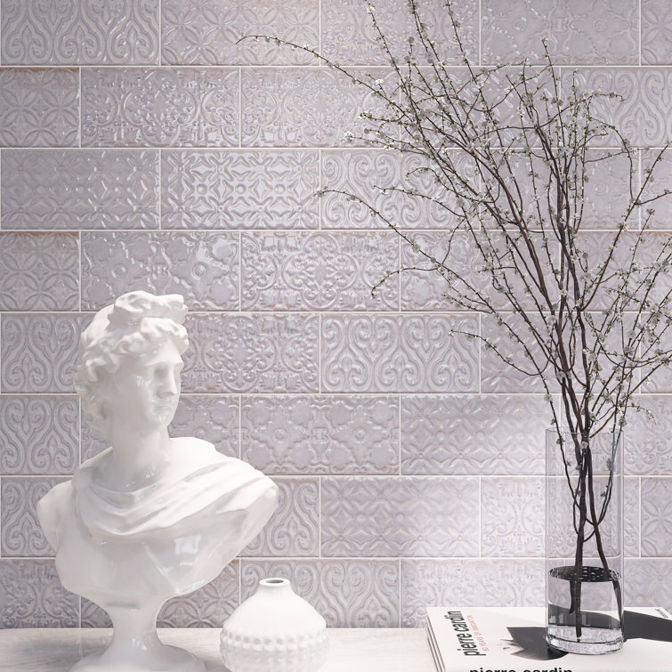 Zurbaran Gris Polished Ceramic Subway Wall Tile Set