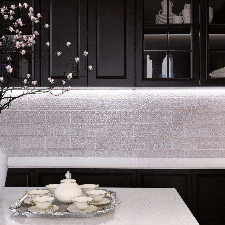Zurbaran Gris Polished Ceramic Subway Wall Tile Set