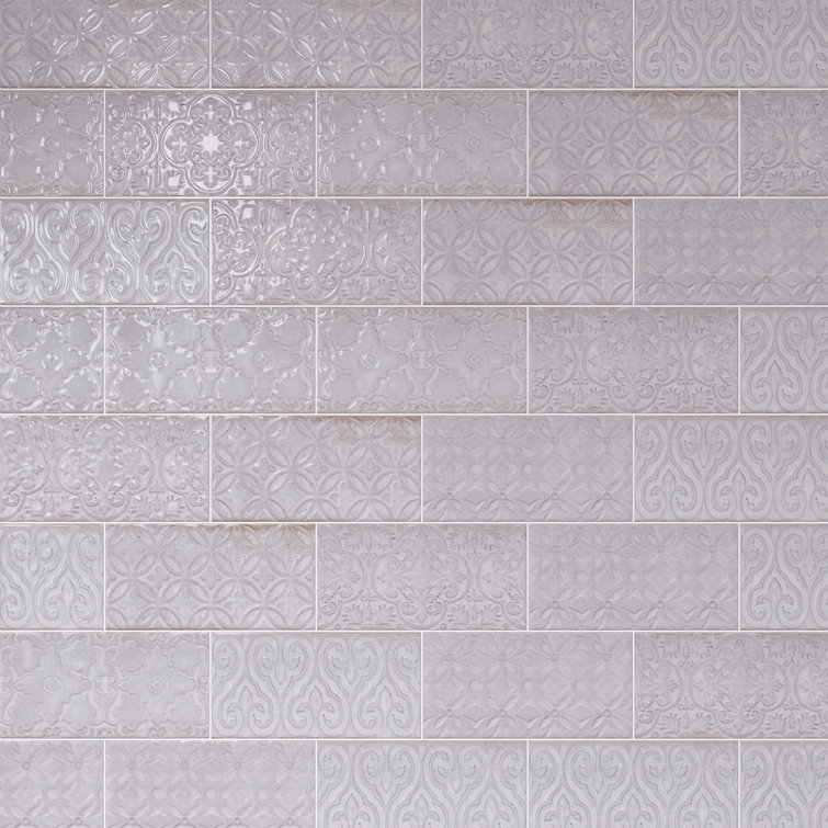 Zurbaran Gris Polished Ceramic Subway Wall Tile Set