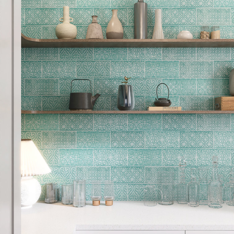 Mar Green Polished Ceramic Subway Wall Tile 5x10
