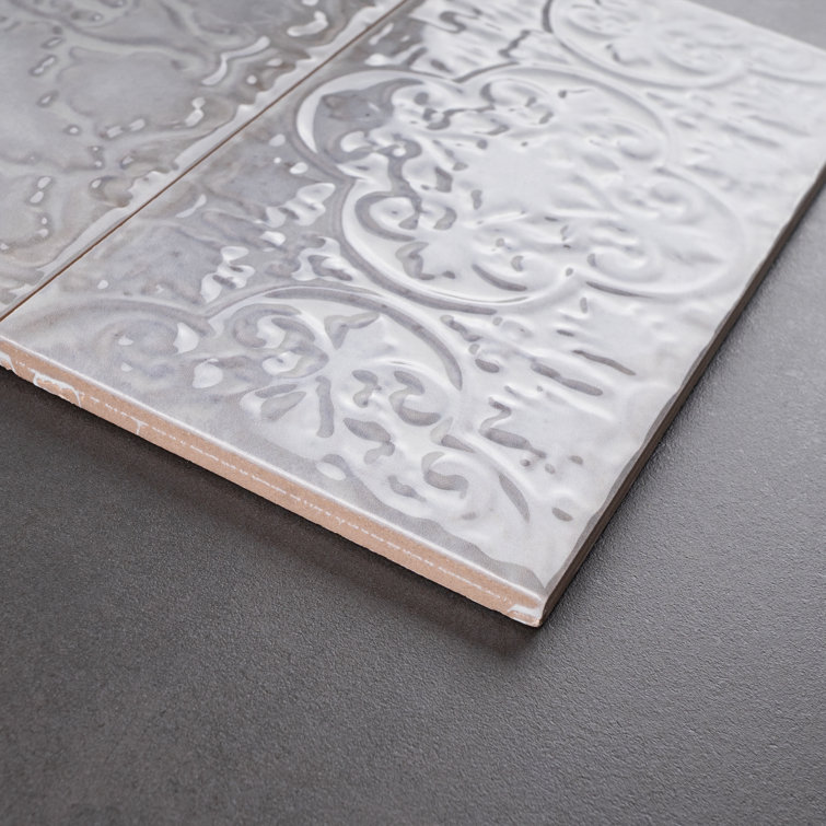 Zurbaran Gris Polished Ceramic Subway Wall Tile Set