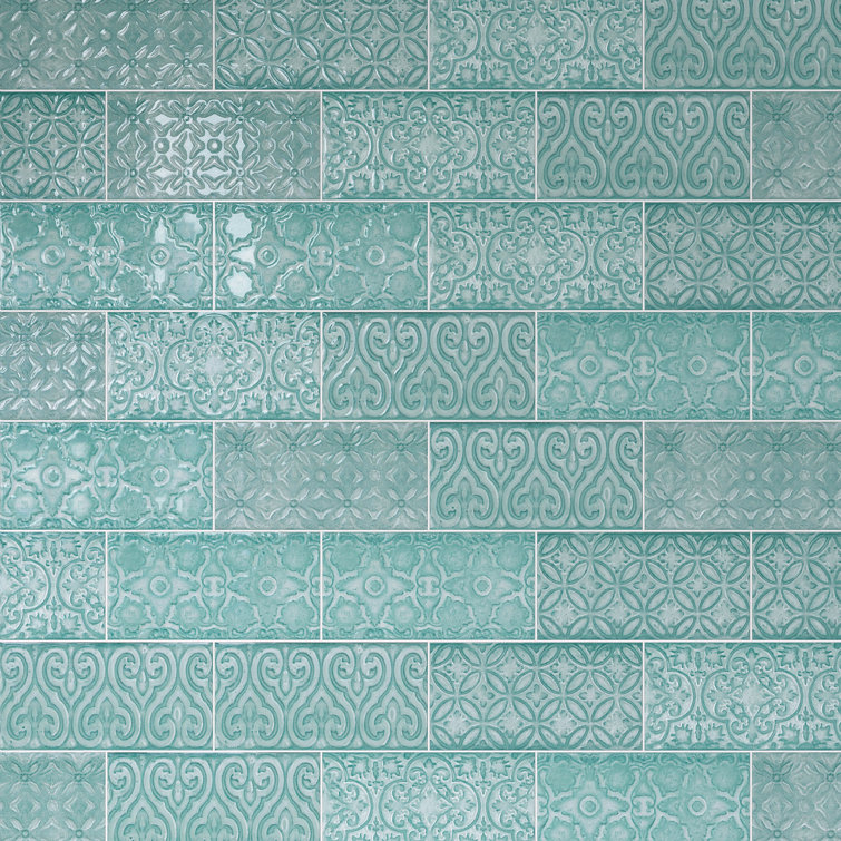 Mar Green Polished Ceramic Subway Wall Tile 5x10