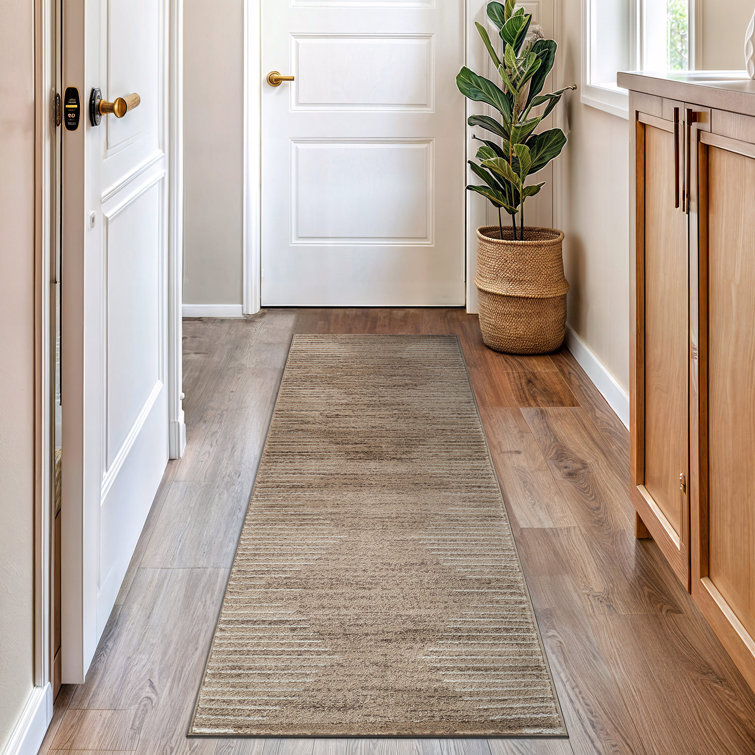 Beige and Cream Geometric Synthetic 5' x 7' Area Rug
