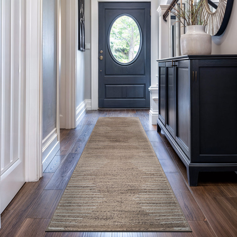 Beige and Cream Geometric Synthetic 5' x 7' Area Rug
