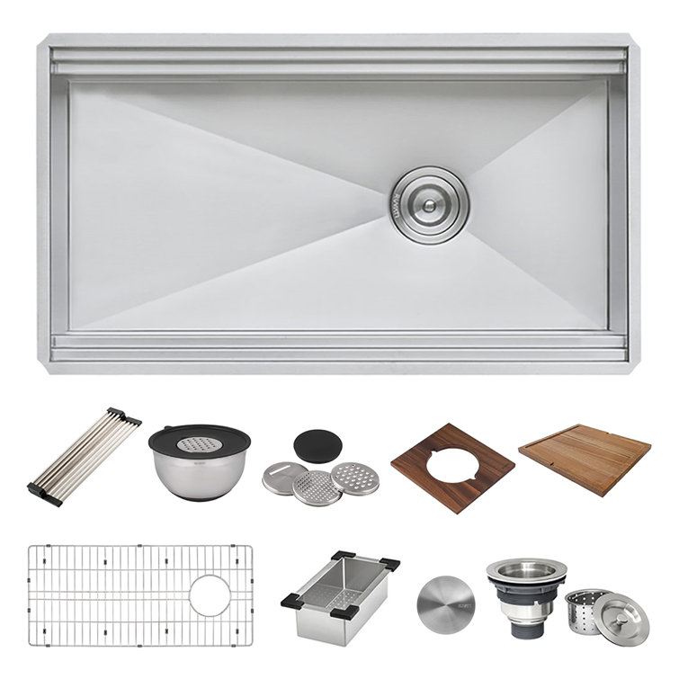 33-inch Stainless Steel Farmhouse Workstation Sink with Accessories