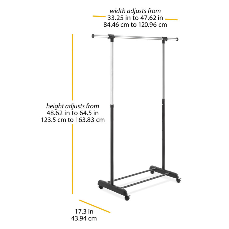 Adjustable Black and Chrome Portable Garment Rack