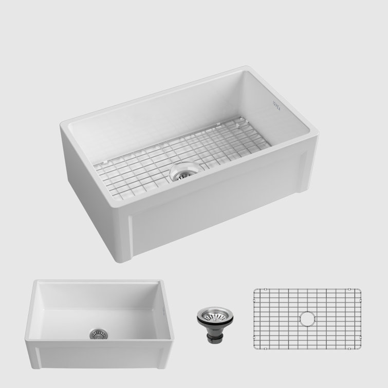 30" Glossy White Fireclay Apron Front Farmhouse Sink