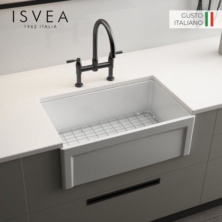30" Glossy White Fireclay Apron Front Farmhouse Sink