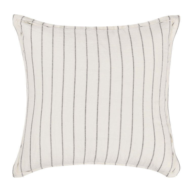 Ivory and Gray Striped Belgian Linen Euro Sham
