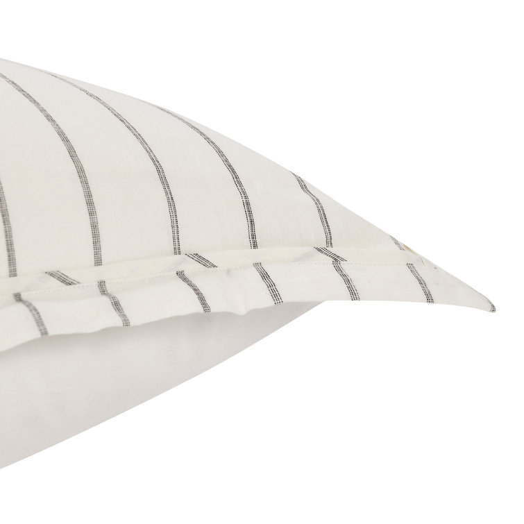 Ivory and Gray Striped Belgian Linen Euro Sham
