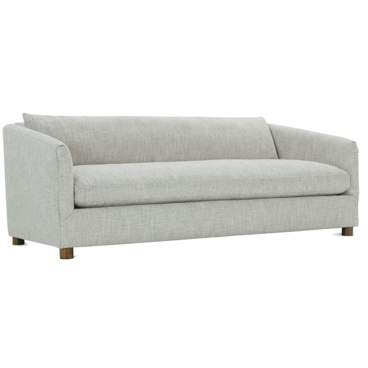 Platinum Polyester Sofa with Latte Legs and Track Arms