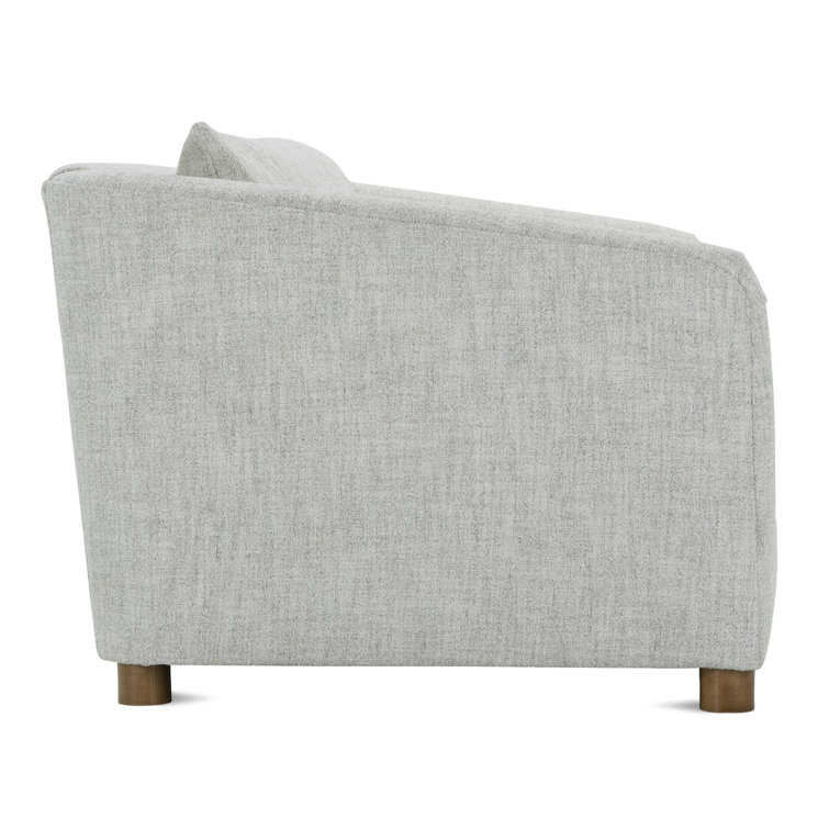 Platinum Polyester Sofa with Latte Legs and Track Arms