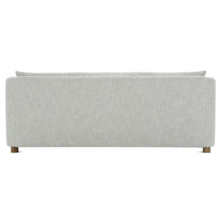Platinum Polyester Sofa with Latte Legs and Track Arms