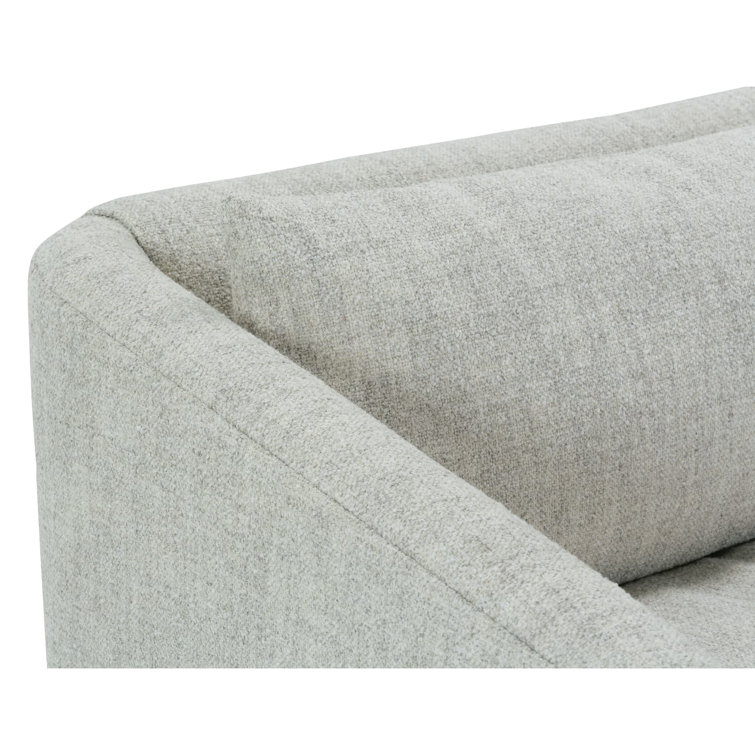 Platinum Polyester Sofa with Latte Legs and Track Arms