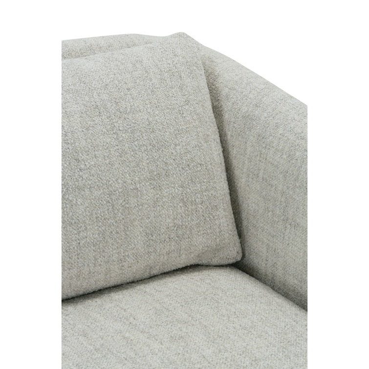 Platinum Polyester Sofa with Latte Legs and Track Arms